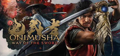 Onimusha: Way of the Sword key art with Miyamoto Musashi and the Oni Gauntlet