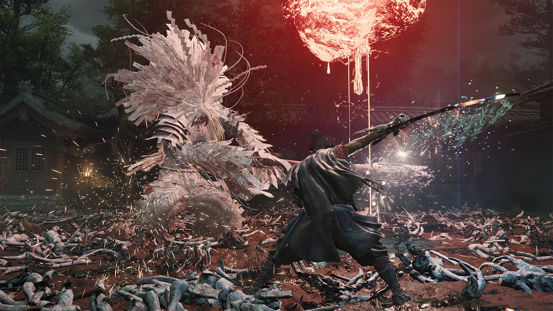 Miyamoto Musashi fighting a paper-talisman Genma in the Onimusha: Way of the Sword demo